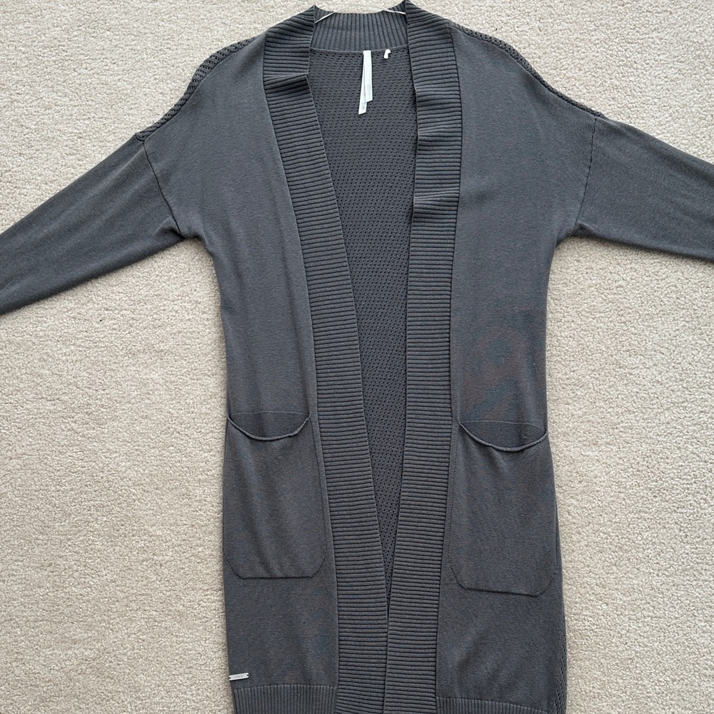 Lole Charcoal Open Front Cardigan,